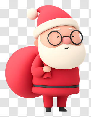Santa Claus Carrying Large Sack - Cute Chubby Santa With Sack Transparent PNG