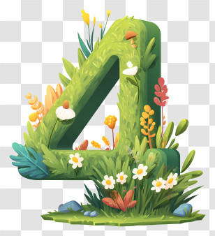 4 Number Grass - Nature-Themed Number 4 Illustration Transparent PNG