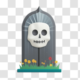 Headstone - Cartoon Tombstone And Skull For Halloween Transparent PNG
