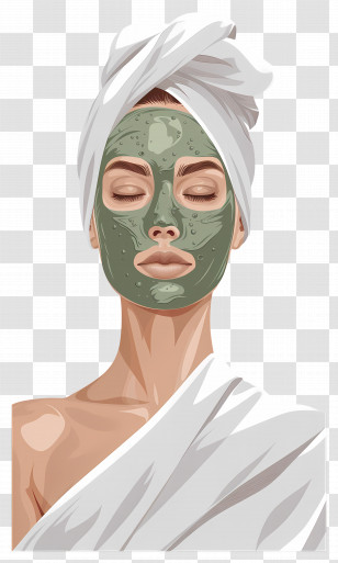 Spa Face Mask - Woman Relaxing With Green Facial Mask Transparent PNG