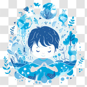 World Water Day - Child With Water And Nature Elements Transparent PNG