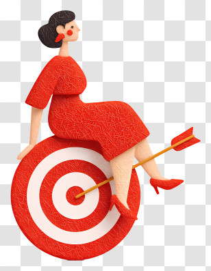 Woman Sitting On Target - Woman In Red On Target With Arrow Transparent PNG