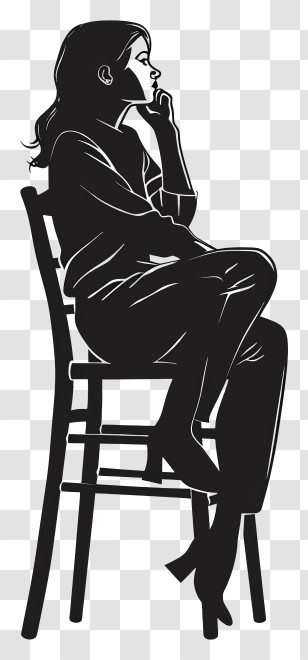 Girl Silhouette - Silhouette Of Woman Sitting Transparent PNG