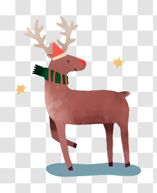 Reindeer - Christmas Reindeer With Santa Hat Transparent PNG