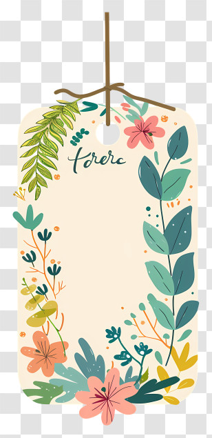 Scrapbooking Tag - Floral Decorative Label Tag With Hand-Drawn Design Transparent PNG
