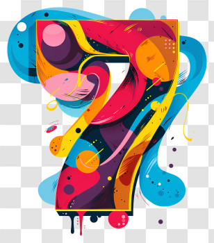 Number 7 - Colorful Abstract Number 7 Transparent PNG