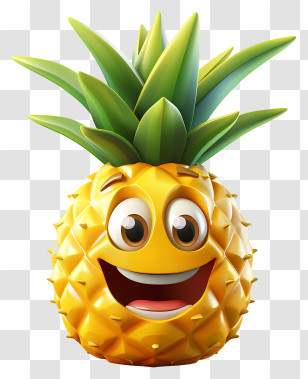 3d Cartoon Fruit - Smiling Cartoon Pineapple Transparent PNG