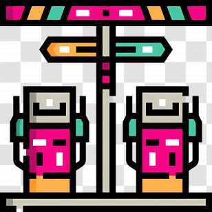 Gas Station - Colorful Gas Station Illustration Transparent PNG