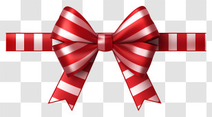 Red And White Striped Bow - Red And White Striped Ribbon Bow Decoration Transparent PNG