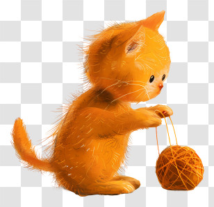 Cat Playing Yarn Ball - Cute Kitten Playing With Yarn Transparent PNG