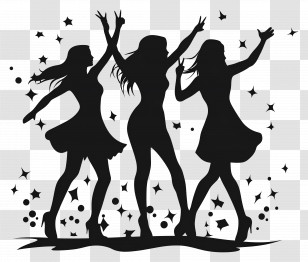 Party Silhouette - Silhouette Dance Party With Stars Transparent PNG