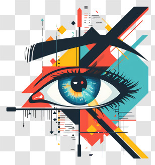 Eye With Arrows - Colorful Abstract Eye Illustration With Geometric Shapes Transparent PNG
