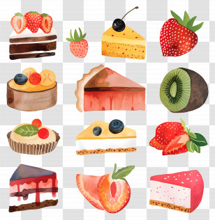 Dessert - Assorted Desserts With Fruits Transparent PNG