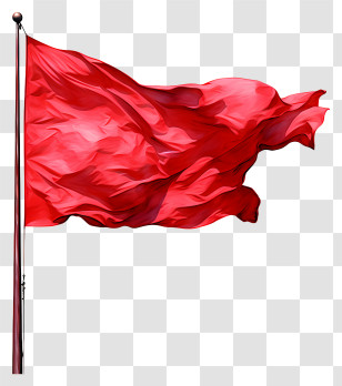 Watercolor Red Flag - Red Flag Waving In The Wind Transparent PNG
