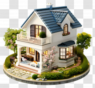 Real Estate House - Beautiful Miniature Dollhouse With Yard Transparent PNG