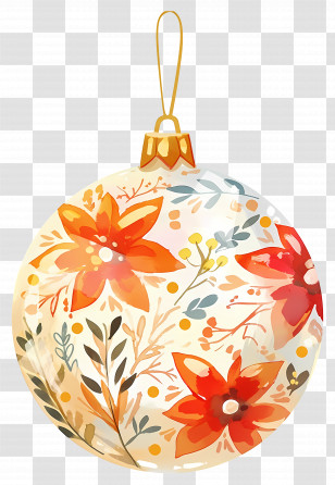 Christmas Ornament Ball - Floral Christmas Bauble With Festive Design Transparent PNG