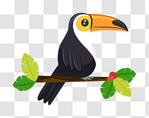 Bird Parrot - Bright Toucan Bird Sitting On A Branch Transparent PNG