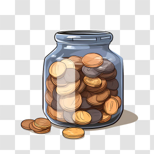 World Thrift Day - Jar Full Of Coins Illustration Transparent PNG