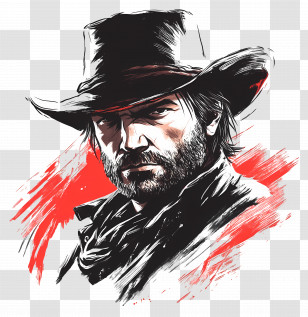 Red Dead Redemption 2 - Cowboy With Hat Illustration Transparent PNG