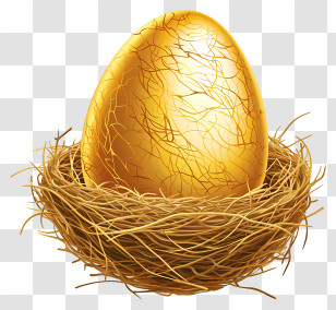 Golden Egg - Golden Egg In A Straw Nest Transparent PNG