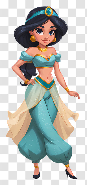 Disney Jasmine - Animated Princess In Blue Transparent PNG