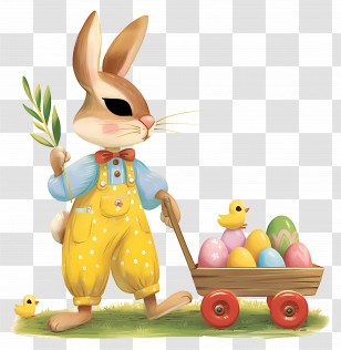 Easter Bunny - Easter Bunny With Eggs And Chick Transparent PNG