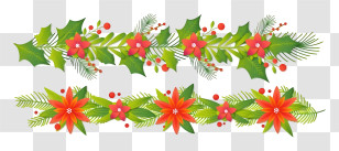 Holly Garland - Holiday Themed Christmas Flower Garlands Transparent PNG