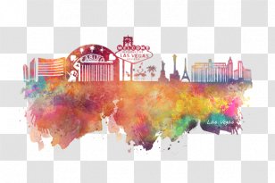 Las Vegas Skyline Art Watercolor Painting Transparent PNG