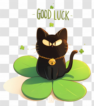 Good Luck - Black Cat With Good Luck Charm Transparent PNG