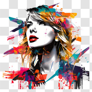 Taylor Swift - Colorful Abstract Portrait Art Transparent PNG