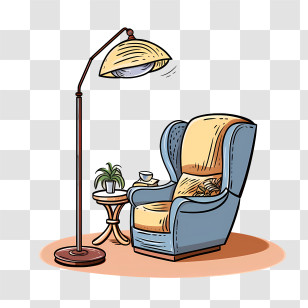 Couch And Lamp - Cozy Reading Nook With Armchair And Lamp Transparent PNG
