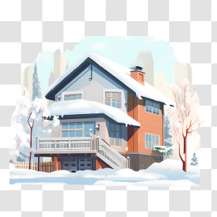 Winter House - Two-Story House Covered In Snow Transparent PNG