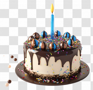 3d Birthday Cake - Beautifully Decorated Birthday Cake With Chocolate Dribble Transparent PNG