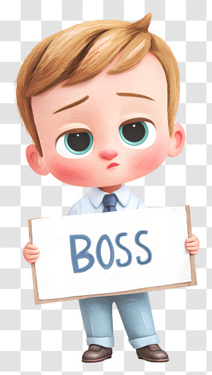 Boss Baby Holding Placard - Cute Baby Boss Transparent PNG