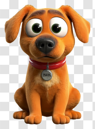 Cartoon Dog - Animated Orange Puppy With Red Collar Transparent PNG