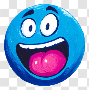 Crazy Emoji - Playful Blue Emoji With Tongue Out Transparent PNG