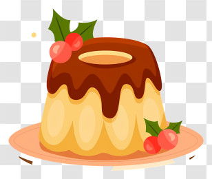 Chocolate Pudding Cake - Christmas Pudding With Holly Decoration And Chocolate Transparent PNG
