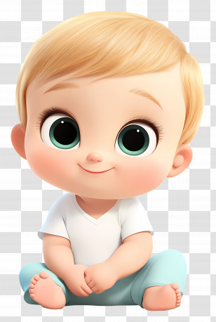 Animated Baby - Cute Baby With Large Eyes Illustration Transparent PNG