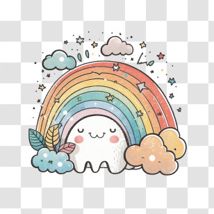 Hand Drawn 
 - Cute Kawaii Rainbow And Cloud Illustration Transparent PNG