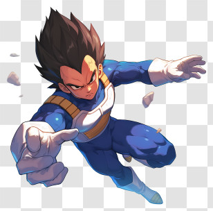 Vegeta - Powerful Anime Superhero In Blue Suit Illustration Transparent PNG