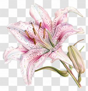 Stargazer Flower - Pink Lily Flower Illustration Transparent PNG