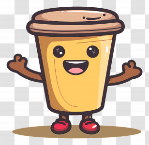 Coffee Kawaii - Adorable Coffee Cup Cartoon Character Transparent PNG