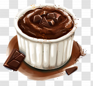 French Chocolate Souffle - Chocolate Dessert In A Bowl Illustration Transparent PNG