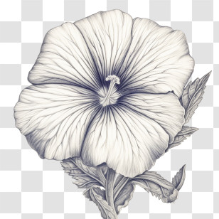 Petunia Flower - Black And White Petunia Flower Drawing Transparent PNG