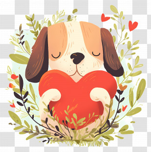 Dog Heart - Cute Puppy Holding A Heart Transparent PNG