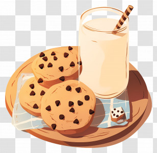 Cookies And Milk - Plate Of Milk And Cookies Illustration Transparent PNG
