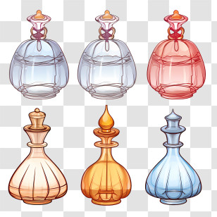 Perfume Bottle - Colorful Glass Perfume Bottles Collection Transparent PNG