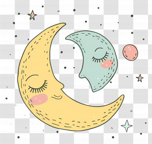 Doodle Moon - Crescent Moon With Stars Illustration Transparent PNG