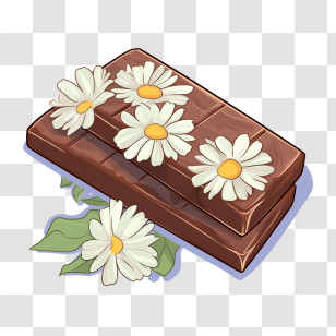 International Chocolate Day - Chocolate Bars With Delicate Daisy Decoration Transparent PNG