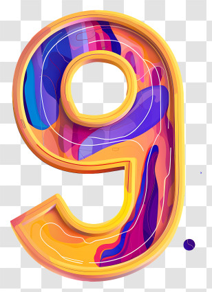Number 9 - Colorful Artistic Number 9 Transparent PNG